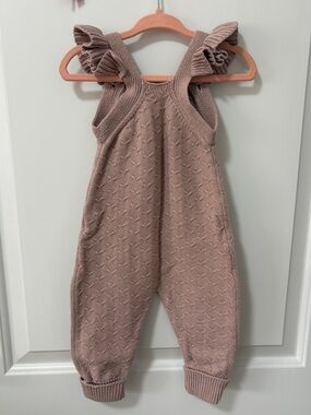 Jamie Kay Knit Romper Overalls in Dusty Rose